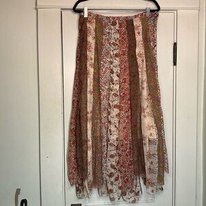 Soft Surroundings 100% Silk Printed Scarf Skirt